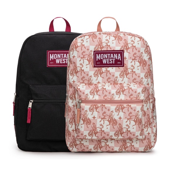 Montana West Bucking Cowgirl Print Backpack -2Pcs Set - Pink main image 6